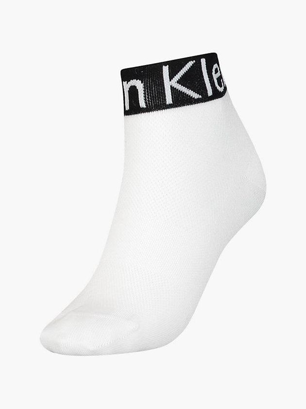 Calvin Klein USA Logo Ankle Womens Socks White 0348971-SZ